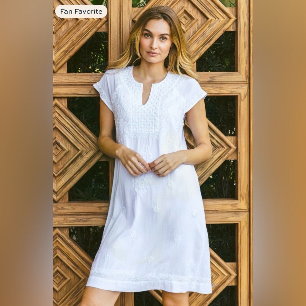 Roller Rabbit White Embroidered Shift Dress NWOT